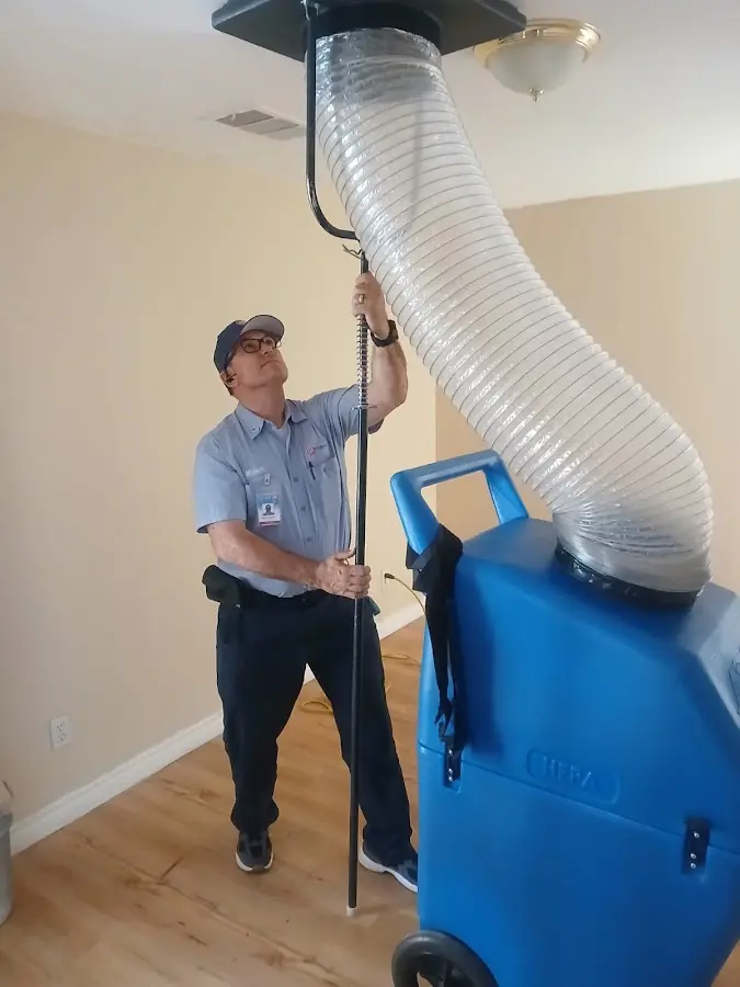 HVAC Installation technician using HEPA equipment in Elizabeth City